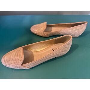 Lui Chung Pink Rhinestone Flats Women’s Size 8 Sparkle Slip-Ons